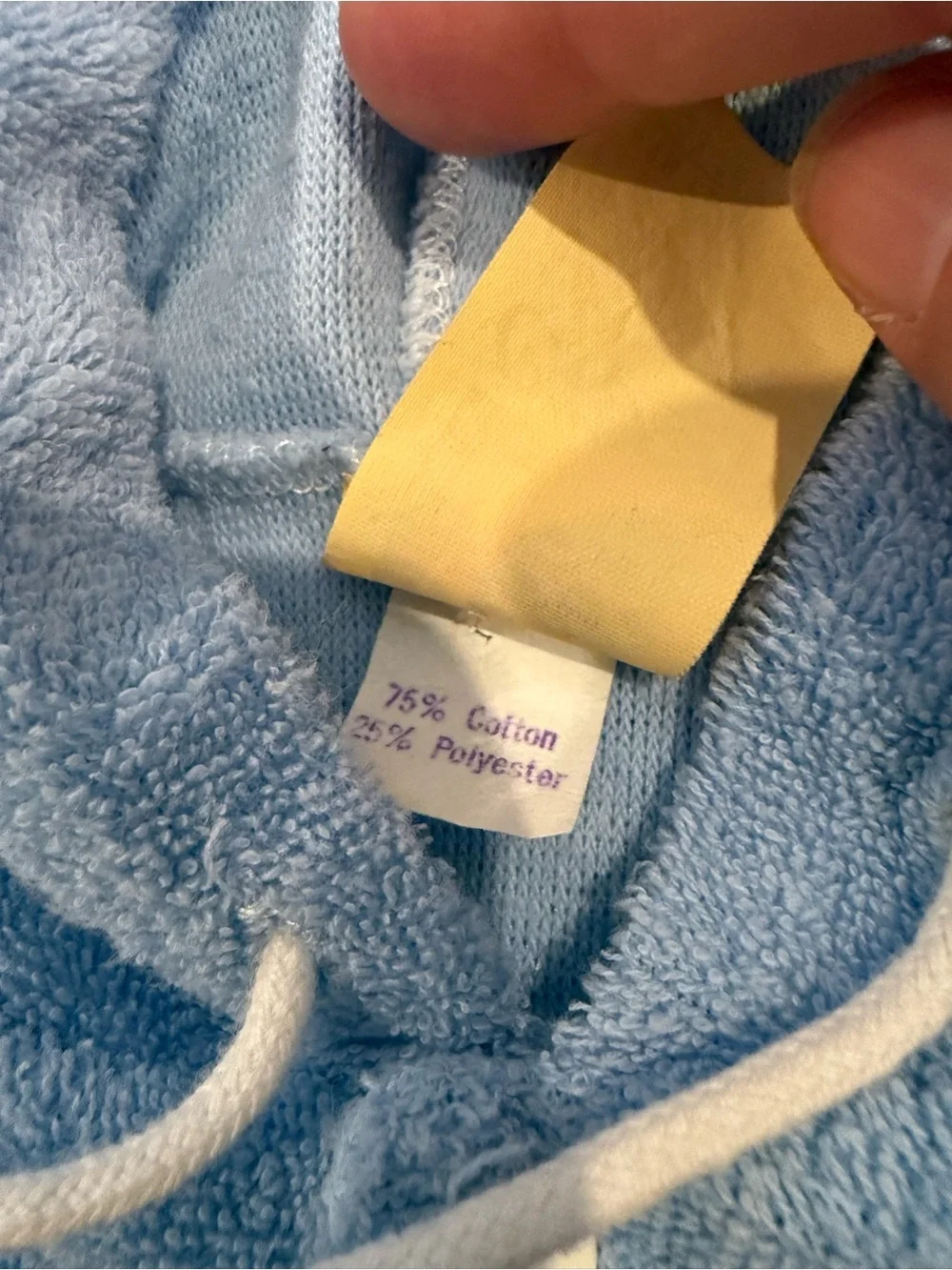 Vintage 70s 80s Carter's Baby Blue Terry Velour submarine rainbow Hoodie